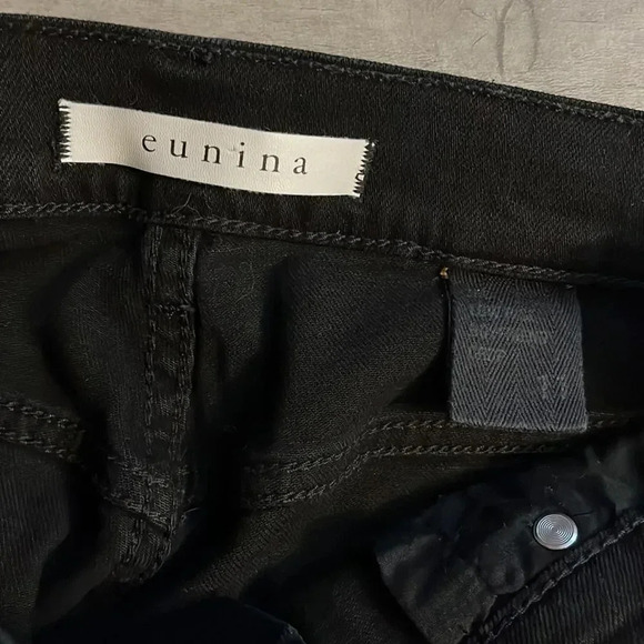 Boyfriend Dark Black Mid-rise Distressed Denim  Jeans, Size 11 - Picture 7 of 9